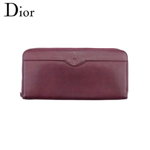 Dior Long Wallet Bordeaux Leather Authentic Used - Picture 2 of 10